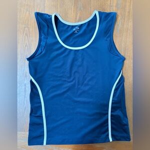 Y2K Champion Navy Blue Tank Top with Light Blue Trim